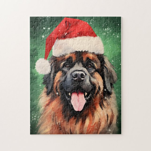 Puzzle Navidades de Leonberger pinchan arte (Vertical)