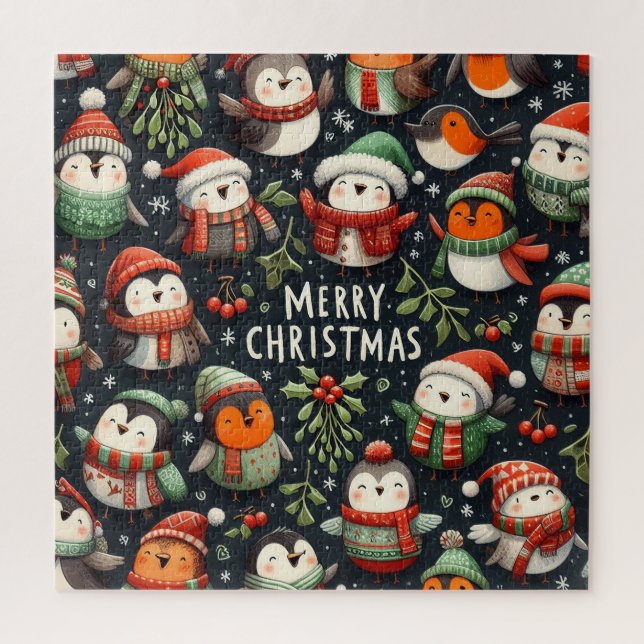 Puzzle Navidades de Mistletoe con trompetas (Vertical)