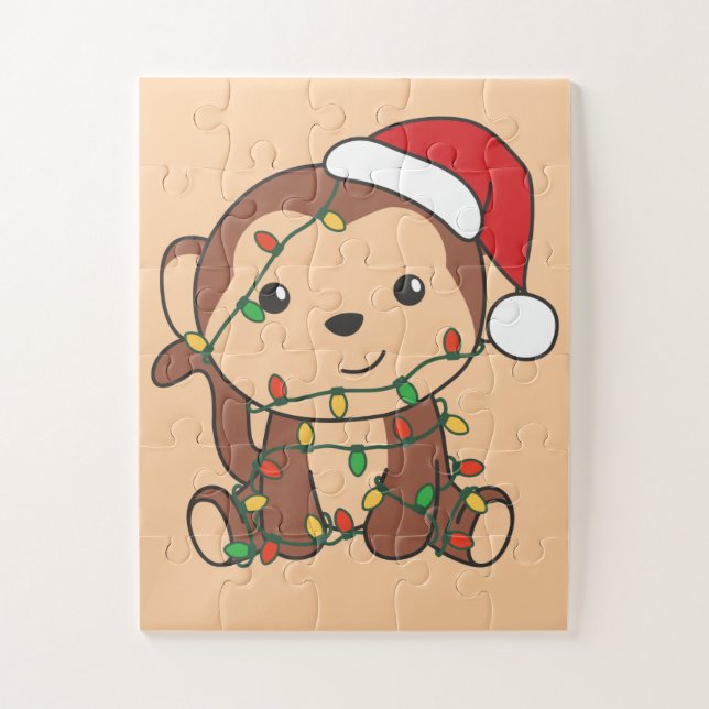 Puzzle Navidades de monos Animales de invierno Monos Jigs (Vertical)