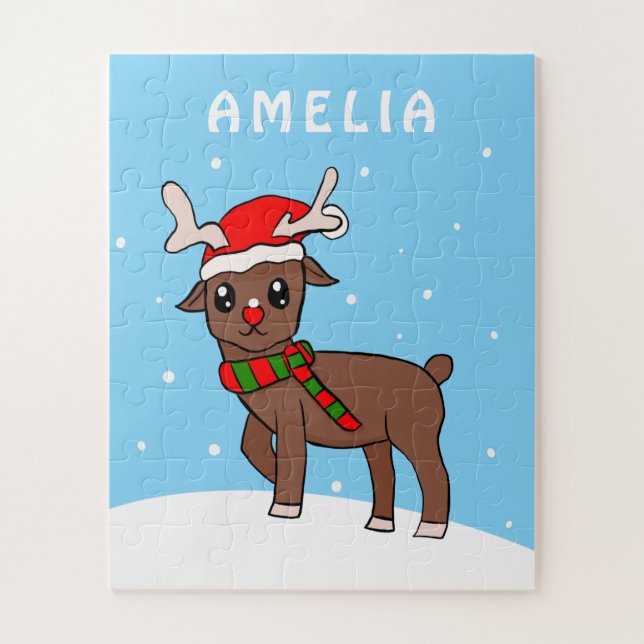 Puzzle Navidades de Nieve con dibujos de ciervos cutáneos (Vertical)