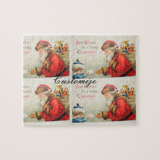 Puzzle Navidades de nostalgia de Santa y los niños (Horizontal)