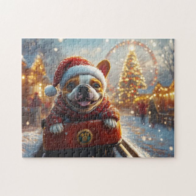 Puzzle Navidades de Pascua de Perro Bull Terrier (Horizontal)