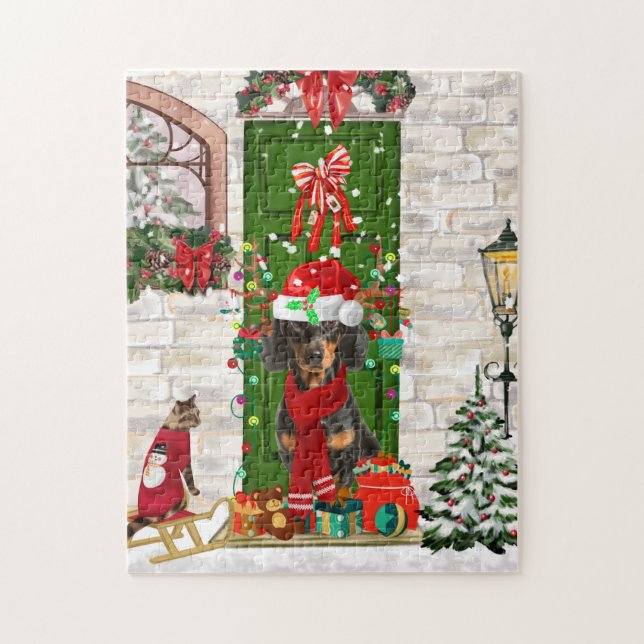 Puzzle Navidades de perro de Dachshund (Vertical)