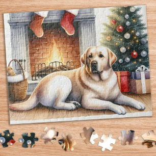Puzzle Navidades de perro de la recuperación del labrador