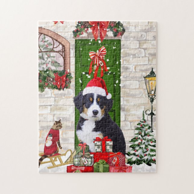 Puzzle Navidades de Perro de Montaña de Bernese (Vertical)