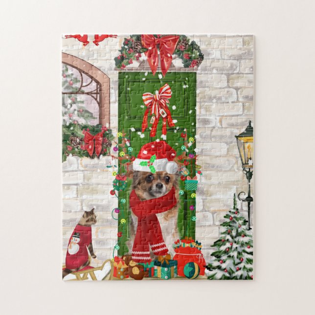 Puzzle Navidades de perros de Chihuahua (Vertical)