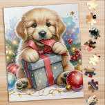 Puzzle Navidades de perros de la cazadora de oro<br><div class="desc">¿Busca una actividad divertida y atractiva para compartir con su familia esta temporada de vacaciones? No busque más y venga a nuestra colección de rompecabezas con el juguetón Golden Retriever. Como amante de los perros, adorarás la variedad de diseños que ofrecemos, incluyendo cachorros adorables y adorables, perros adorables con Golden...</div>