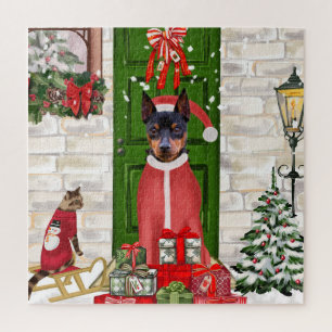 Puzzle Navidades de Perros de Pinscher en miniatura