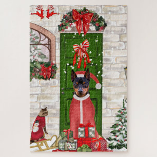 Puzzle Navidades de Perros de Pinscher en miniatura