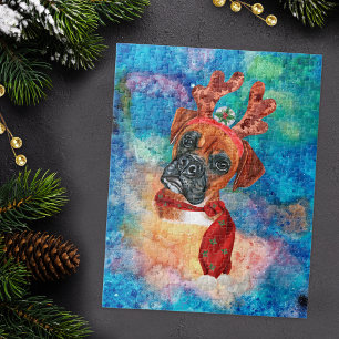 Puzzle Navidades de perros de raza Boxer