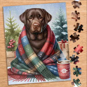 Puzzle Navidades de perros recuperadores de chocolate con