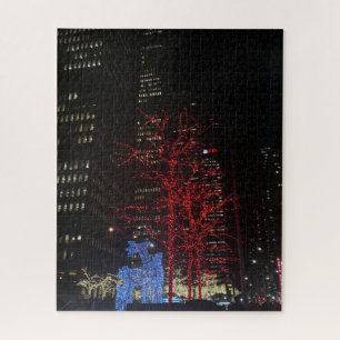 Puzzle Navidades de renos alumbran Nueva York Manhattan