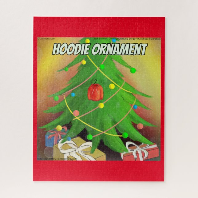 Puzzle Navidades de Rick London Hilarious "Hoodie Ornamen (Vertical)