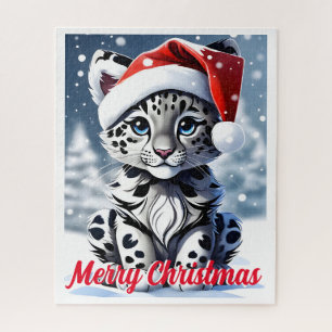 Puzzle Navidades de Santa Cute, el leopardo de las nieves