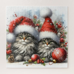 Puzzle Navidades de Santa Hat Kittens