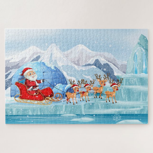 Puzzle Navidades de Santa, Sleigh y Reindeo (Horizontal)