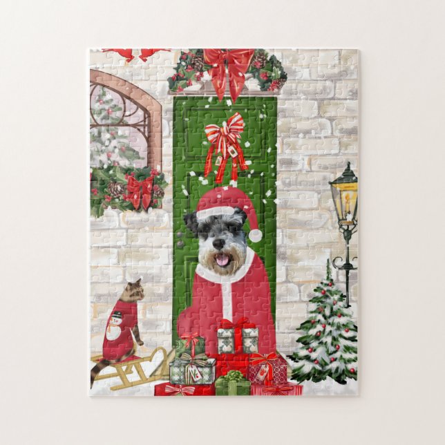 Puzzle Navidades de Schnauzer Dog (Vertical)