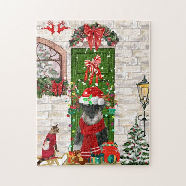 Puzzle Navidades de Schnauzer Dog (Vertical)