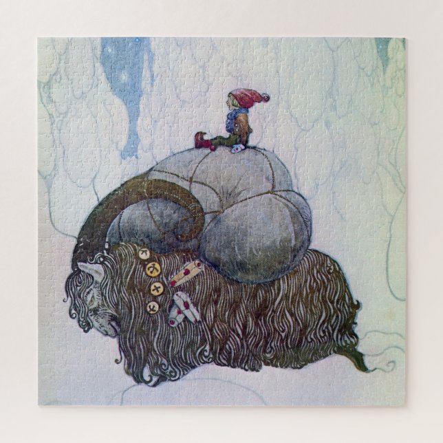 Puzzle navidades de "The Julbock" Goat por John Bauer (Vertical)