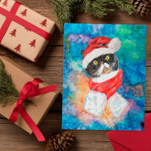 Navidades de vacaciones de color de agua de gato t