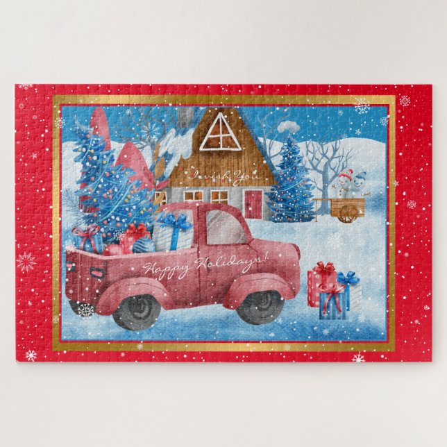 Puzzle Navidades de vacaciones rojas Personalizar de cami (Horizontal)