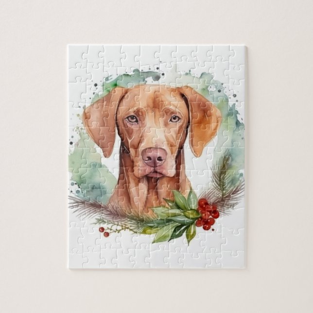 Puzzle Navidades de Vizsla Wreath Festimes Pup (Vertical)