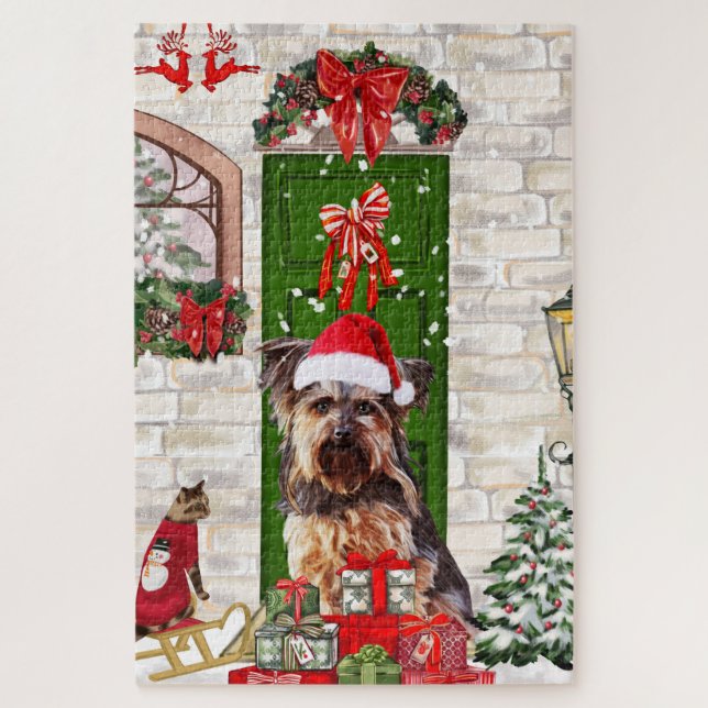 Puzzle Navidades de Yorkie Dog   (Vertical)