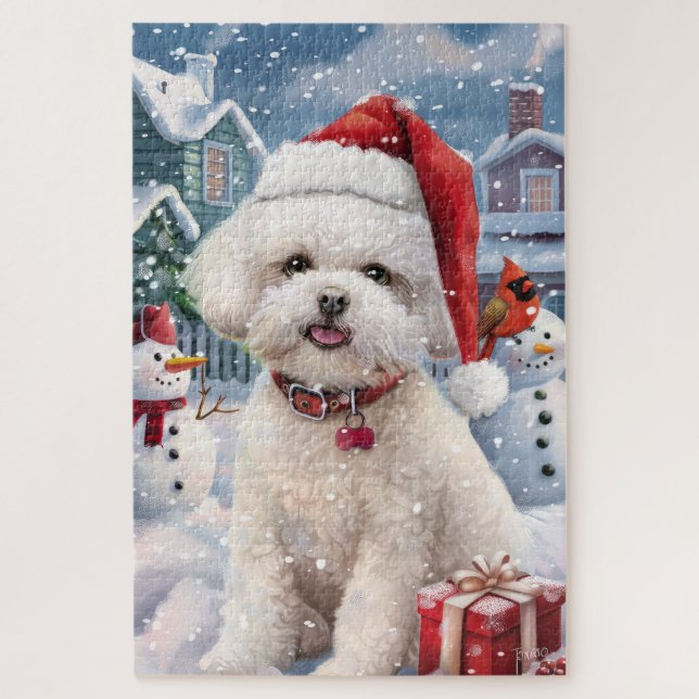 Puzzle Navidades del Bichon Frise Dog Winter Wonderland A (Vertical)
