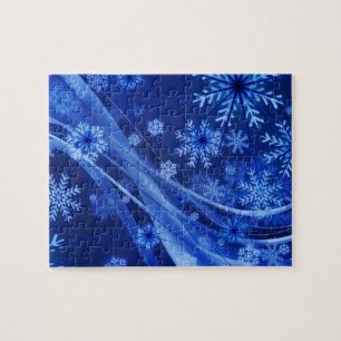Puzzle Navidades del Blue Winter Snowflakes