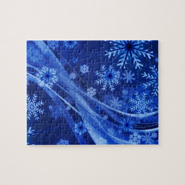 Puzzle Navidades del Blue Winter Snowflakes (Horizontal)