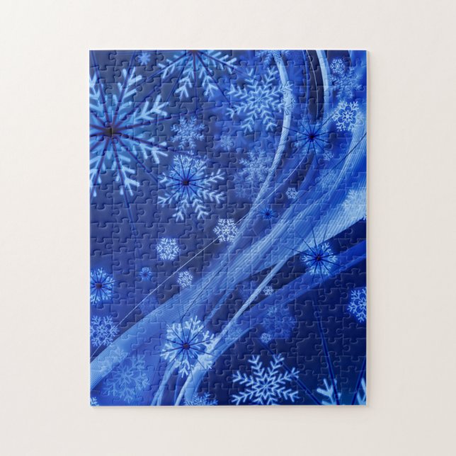 Puzzle Navidades del Blue Winter Snowflakes (Vertical)