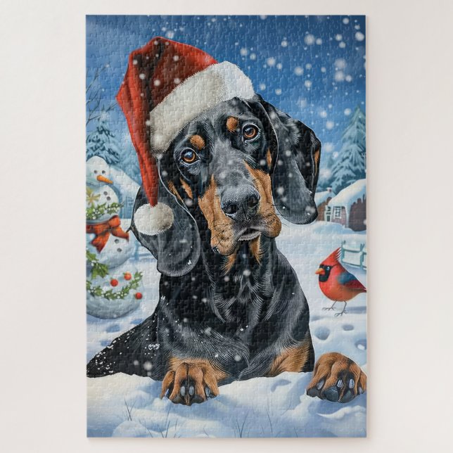 Puzzle Navidades del Bluetick Coonhound Dog Winter Wonder (Vertical)