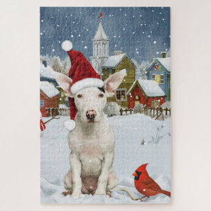 Puzzle Navidades del Bull Terrier Dog Winter Wonderland