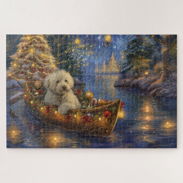 Puzzle Navidades del Coton De Tulear: Viaje festivo (Horizontal)