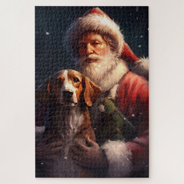 Puzzle Navidades del Foxhound Santa Claus en inglés (Vertical)
