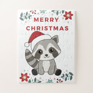 Puzzle Navidades del mapache Nieve Raccoons de invierno