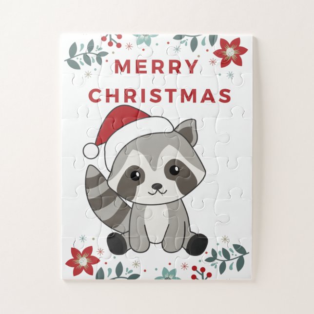 Puzzle Navidades del mapache Nieve Raccoons de invierno (Vertical)