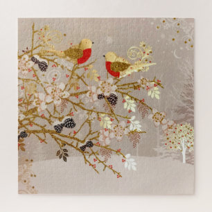 Puzzle Navidades del país de las aves de nieve doradas