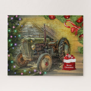 Puzzle Navidades del Tractor Verde Vintage