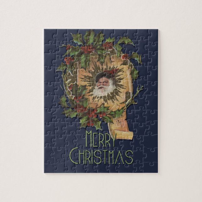 Puzzle Navidades del Vintage Santa Antique Holly (Vertical)