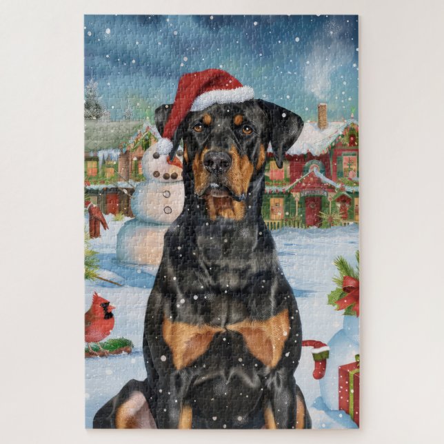 Puzzle Navidades Doberman Winter Wonderland (Vertical)