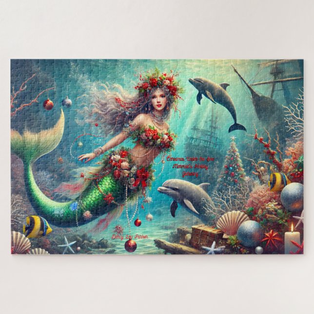 Puzzle Navidades en festividad de sirena marina (Horizontal)