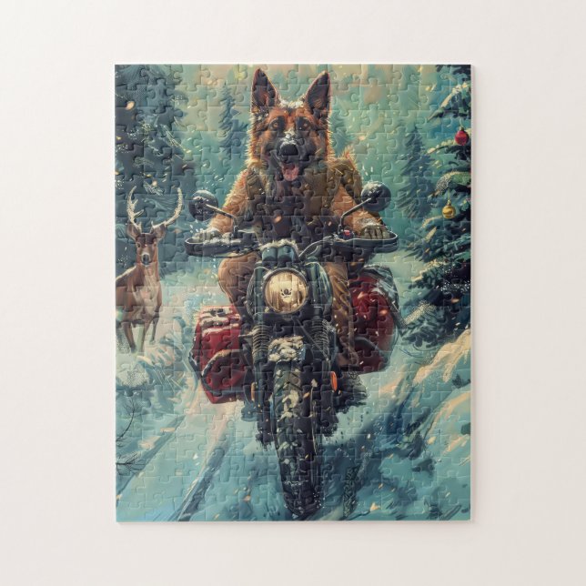 Puzzle Navidades en motocicleta de Pastores de Perro de B (Vertical)
