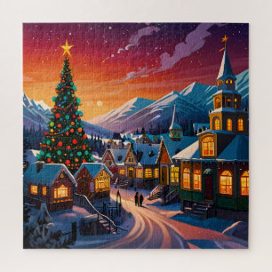 Puzzle Navidades encantadores mercado pueblo invierno mar