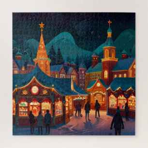 Puzzle Navidades encantadores mercado pueblo invierno mar