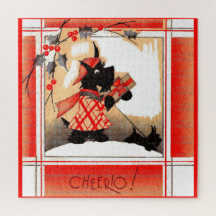 Puzzle navidades escoceses de los años 1930 dice ‘Cheerio