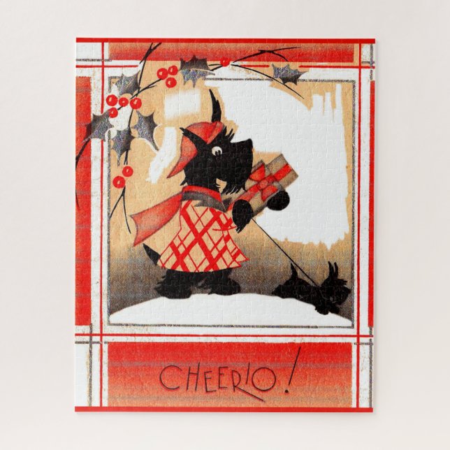 Puzzle navidades escoceses de los años 1930 dice ‘Cheerio (Vertical)