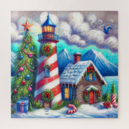 Puzzle Navidades faro montaña costera náutica