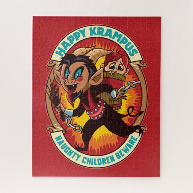Puzzle Navidades Felices Krampus Niños traviesos Cuidado (Vertical)