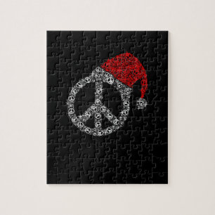 Puzzle Navidades felices Símbolo de Hippies Gorra Santa